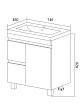 Тумба с раковиной 1MarKa Cube 75 см, 2 ящика, белый