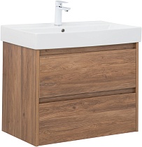 Тумба с раковиной Aquanet Nova Lite 75 см, 2 ящика, дуб шоколадный