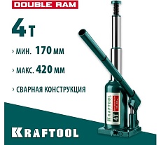 Гидравлический бутылочный домкрат Kraftool Double Ram 4 т, 170-420 мм 43463-4