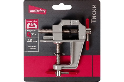 Тиски Smartbuy 40 мм, с зажимами для детали и крепления к столу tools SBT-TM-40P1