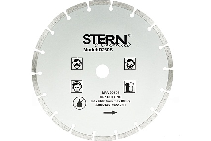 Алмазный диск отрезной по бетону Stern TGS 230x22.2xZ18/7.7x2.6мм TORGWIN S52270