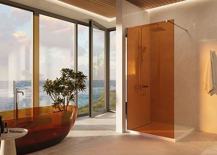 Душевая перегородка Vincea Walk-In VSW-1H100GS 100x200 хром, янтарь