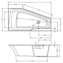 Акриловая ванна Riho Rethink Space B114006005 170x90 с функцией Riho Fall, L B114006005