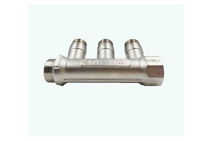 Латунный коллектор Terma 3/4"в/н с 3-мя шаровыми кранами на 1/2" (нар.резьбы) (14016) 41232