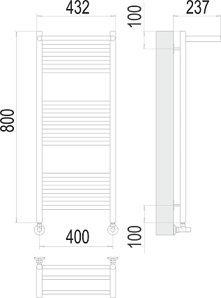 Полотенцесушитель водяной Terminus Аврора П16 400x800, 4670078529411 c полкой