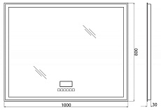 Зеркало BelBagno SPC-GRT-1000-800-LED-TCH-RAD 100x80 см с bluetooth, термометром и радио