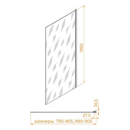 Боковая стенка RGW Z-03B 80x195 тонированное, черный 06220308-34