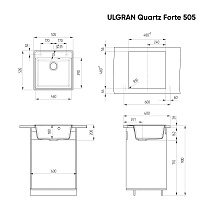 Кухонная мойка Ulgran Quartz Forte 505-05 50.5 см бетон