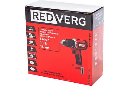 Аккумуляторный ударный бесщеточный шуруповерт Redverg RD-IS18BLC/U 6672873