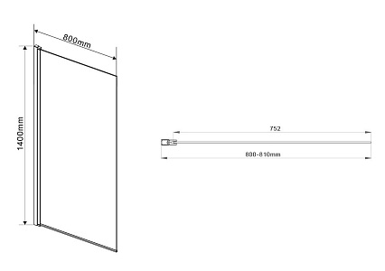 Шторка для ванны Vincea VSB-11800CLGM 80x140 вороненая сталь, прозрачное