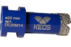 Коронка алмазная по керамограниту PRO 20 мм, M14 KEOS DC20M14