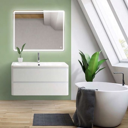 Тумба с раковиной BelBagno Albano 90 см Bianco Lucido