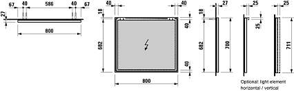 Зеркало Laufen Frame 80 см с алюминиевой рамой