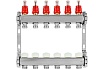 Коллекторная группа из нержавеющей стали ColSys 804 6 выходов, с расходомерами и термостатическими клапанами