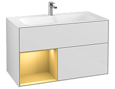 Тумба с раковиной Villeroy&Boch Finion 99.6 см, бел/зол