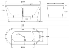 Акриловая ванна BelBagno BB71-1700-W0 170x80 см