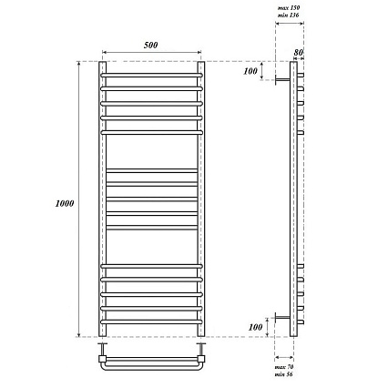 Полотенцесушитель водяной Point PN90150S П15 50x100, хром