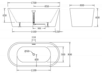 Акриловая ванна BelBagno BB71-1700-W0 170x80 см