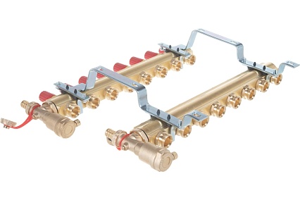 Комплект коллекторов Danfoss FHF-8 set с кронштейнами и воздухоотводчиками 8 контуров 088U0708