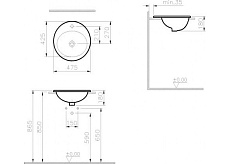 Раковина VitrA S20 5467B003-0001 круглая 48 cм, c переливом