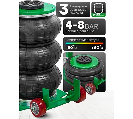 Подкатной пневматический домкрат Rockforce 3 т RF-TRA1812(59732)