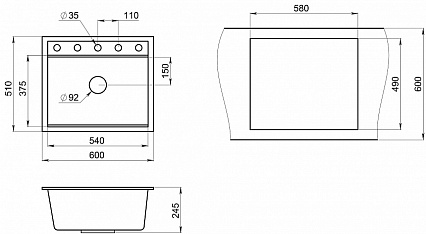 Кухонная мойка Granula Kitchen Space KS-6003 60 см шварц