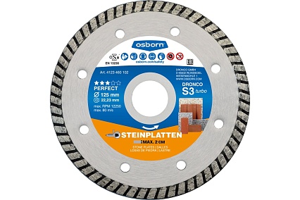 Алмазный диск по камню OSBORN S3 Turbo (125x2.1x22.23 мм) DRONCO 4123460102