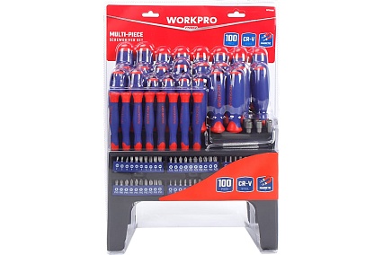 Набор отверток и бит WORKPRO 100 шт. с подставкой PRO WP200507