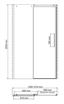 Душевая дверь WasserKRAFT Dinkel 58R30 130x200