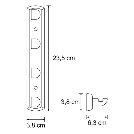 Крючок WasserKRAFT Kammel K-8374WHITE, планка 4 крючка