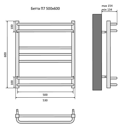 Полотенцесушитель водяной Aquatek Бетта П7 50x60 хром, AQ KRC0760CH