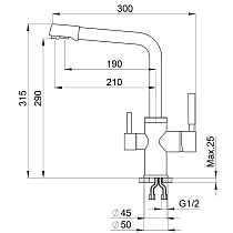 Смеситель для кухни Point PN3103AL серый