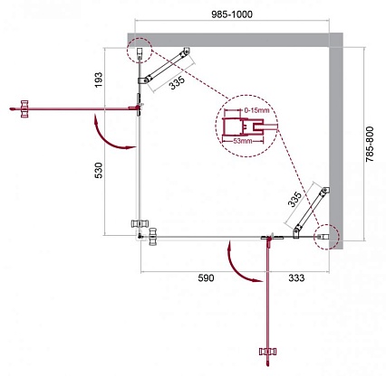 Душевой уголок BelBagno KRAFT-AH-22-100/80-C-Cr-R 100x80 прозрачный, хром, правый