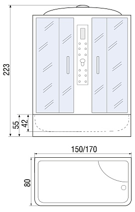 Душевая кабина River Dunay 150/80/55 ТН 10000001288 150x80 хром, тонированное