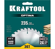 Диск пильный по дереву Kraftool Optima 235x30 мм, 36T KRAFTOOL 36951-235-30