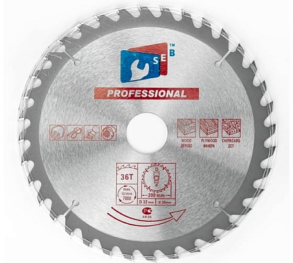 Диск пильный по дереву 200х32/30 мм, 36Z TORGWIN S93797