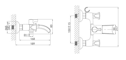 Смеситель для ванны D&K Hessen Grimm DA1383501 с душем