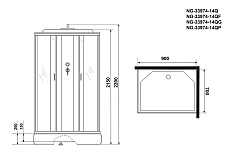 Душевая кабина Niagara NG 33974-14QP 90x70 стекло матовое, пульт управления