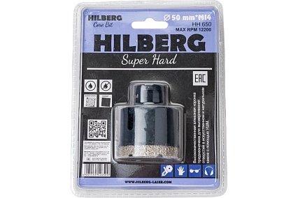 Коронка алмазная по керамике и керамограниту Super Hard (50 мм; M14) Hilberg HH650
