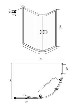 Душевой уголок Ambassador Royal 120x80 18015101 матовый с рисунком, хром