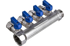 Коллектор СТМ 4 выхода, 3/4x16, с шаровыми кранами для м/п труб C4MP3416
