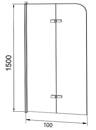 Шторка для ванны Grossman GR-106100BLACK 100x150 прозрачное, черный