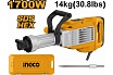 Отбойный молоток Ingco 1700Вт HEX 50Дж кейс INDUSTRIAL PDB170068