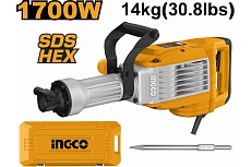 Отбойный молоток Ingco 1700Вт HEX 50Дж кейс INDUSTRIAL PDB170068