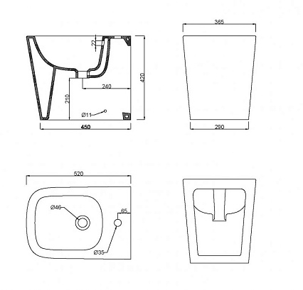 Напольное биде BelBagno Albano BB120B