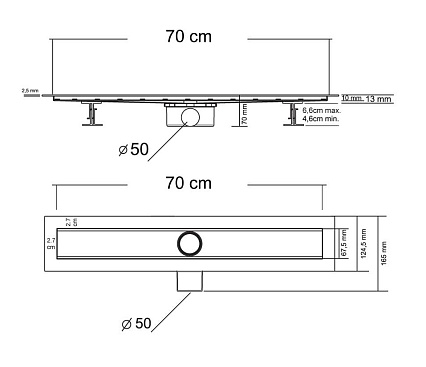 Душевой лоток Vincea Say Optima-S SAY.603.70.S.U 70 см, хром