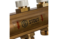 Распределительный коллектор из латуни без расходомеров 5 вых. STOUT SMB 0468 000005