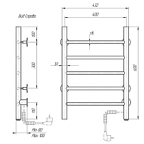 Полотенцесушитель электрический Domoterm Классик DMT 109-5 40x60 EK ТЭН справа, хром