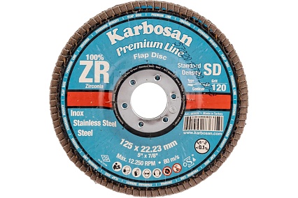 Круг лепестковый торцевой, угловой, цирконат 100% 125х22.2 мм, P-120 ABRAFORM AF-FLAP-CN-125-P120-ZR100