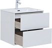 Тумба с раковиной Aquanet Lino (Flat) 60 см белый глянец